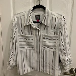 Vince Camuto Jacket Women Size M Black & White 3/4 Sleeves Lined